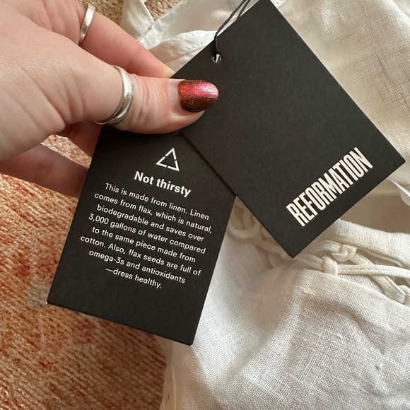 NWT reformation Landen linen top white size 2 - Picture 5 of 10